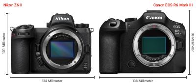 Größenvergleich: Nikon Z6 II vs. Canon EOS R6 Mark III Größenvergleich: Nikon Z6 II vs. Canon EOS R6 Mark III