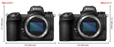 Größenvergleich: Nikon Z6 II vs. Nikon Z7 II Größenvergleich: Nikon Z6 II vs. Nikon Z7 II