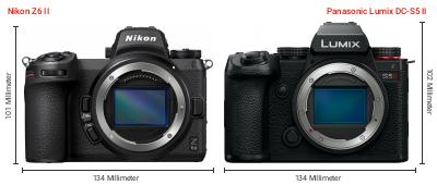 Größenvergleich: Nikon Z6 II vs. Panasonic Lumix DC-S5 II Größenvergleich: Nikon Z6 II vs. Panasonic Lumix DC-S5 II
