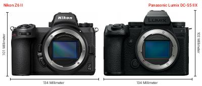 Größenvergleich: Nikon Z6 II vs. Panasonic Lumix DC-S5 IIX Größenvergleich: Nikon Z6 II vs. Panasonic Lumix DC-S5 IIX