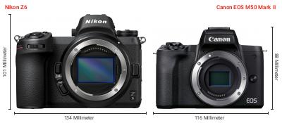 Größenvergleich: Nikon Z6 vs. Canon EOS M50 Mark II Größenvergleich: Nikon Z6 vs. Canon EOS M50 Mark II