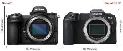 Größenvergleich: Nikon Z6 vs. Canon EOS RP Größenvergleich: Nikon Z6 vs. Canon EOS RP