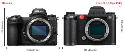 Größenvergleich: Nikon Z6 vs. Leica SL3-S (Typ 4506) Größenvergleich: Nikon Z6 vs. Leica SL3-S (Typ 4506)