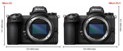 Größenvergleich: Nikon Z6 vs. Nikon Z6 II Größenvergleich: Nikon Z6 vs. Nikon Z6 II