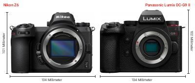 Größenvergleich: Nikon Z6 vs. Panasonic Lumix DC-G9 II Größenvergleich: Nikon Z6 vs. Panasonic Lumix DC-G9 II