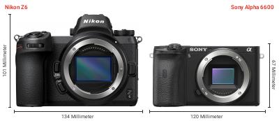 Größenvergleich: Nikon Z6 vs. Sony Alpha 6600