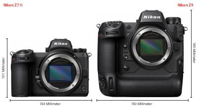 Größenvergleich: Nikon Z7 II vs. Nikon Z9 Größenvergleich: Nikon Z7 II vs. Nikon Z9