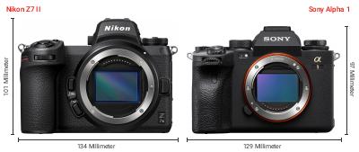 Größenvergleich: Nikon Z7 II vs. Sony Alpha 1 Größenvergleich: Nikon Z7 II vs. Sony Alpha 1