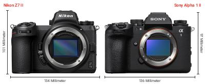 Größenvergleich: Nikon Z7 II vs. Sony Alpha 1 II Größenvergleich: Nikon Z7 II vs. Sony Alpha 1 II