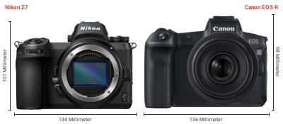 Größenvergleich: Nikon Z7 vs. Canon EOS R Größenvergleich: Nikon Z7 vs. Canon EOS R
