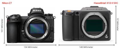 Größenvergleich: Nikon Z7 vs. Hasselblad X1D II 50C