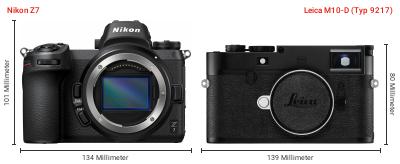 Größenvergleich: Nikon Z7 vs. Leica M10-D (Typ 9217) Größenvergleich: Nikon Z7 vs. Leica M10-D (Typ 9217)