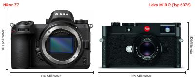 Größenvergleich: Nikon Z7 vs. Leica M10-R (Typ 6376) Größenvergleich: Nikon Z7 vs. Leica M10-R (Typ 6376)