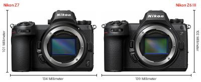 Größenvergleich: Nikon Z7 vs. Nikon Z6 III