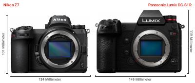 Größenvergleich: Nikon Z7 vs. Panasonic Lumix DC-S1R Größenvergleich: Nikon Z7 vs. Panasonic Lumix DC-S1R