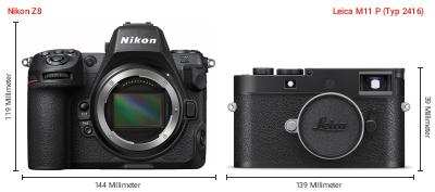 Größenvergleich: Nikon Z8 vs. Leica M11 P (Typ 2416) Größenvergleich: Nikon Z8 vs. Leica M11 P (Typ 2416)