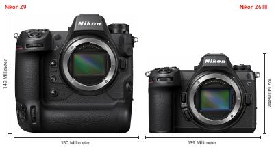 Größenvergleich: Nikon Z9 vs. Nikon Z6 III