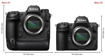 Größenvergleich: Nikon Z9 vs. Nikon Z8 Größenvergleich: Nikon Z9 vs. Nikon Z8