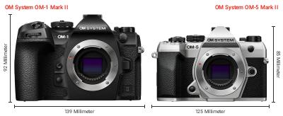 Größenvergleich: OM System OM-1 Mark II vs. OM System OM-5 Mark II