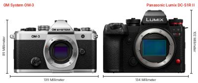 Größenvergleich: OM System OM-3 vs. Panasonic Lumix DC-S1R II