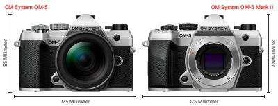 Größenvergleich: OM System OM-5 vs. OM System OM-5 Mark II