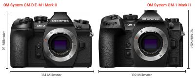Größenvergleich: OM System OM-D E-M1 Mark II vs. OM System OM-1 Mark II Größenvergleich: OM System OM-D E-M1 Mark II vs. OM System OM-1 Mark II