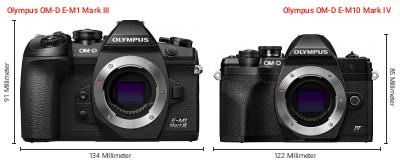 Größenvergleich: OM System OM-D E-M1 Mark III vs. OM System OM-D E-M10 Mark IV Größenvergleich: OM System OM-D E-M1 Mark III vs. OM System OM-D E-M10 Mark IV