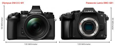 Größenvergleich: OM System OM-D E-M1 vs. Panasonic Lumix DMC-G81