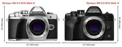 Größenvergleich: OM System OM-D E-M10 Mark III vs. OM System OM-D E-M10 Mark IV Größenvergleich: OM System OM-D E-M10 Mark III vs. OM System OM-D E-M10 Mark IV