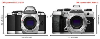 Größenvergleich: OM System OM-D E-M10 vs. OM System OM-5 Mark II