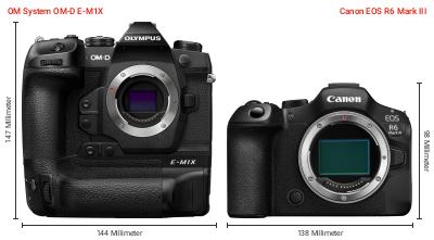 Größenvergleich: OM System OM-D E-M1X vs. Canon EOS R6 Mark III