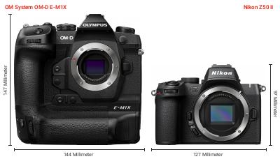 Größenvergleich: OM System OM-D E-M1X vs. Nikon Z50 II