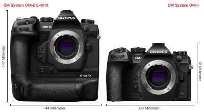 Größenvergleich: OM System OM-D E-M1X vs. OM System OM-1 Größenvergleich: OM System OM-D E-M1X vs. OM System OM-1