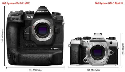 Größenvergleich: OM System OM-D E-M1X vs. OM System OM-5 Mark II
