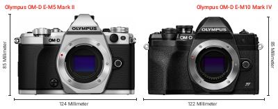 Größenvergleich: OM System OM-D E-M5 Mark II vs. OM System OM-D E-M10 Mark IV Größenvergleich: OM System OM-D E-M5 Mark II vs. OM System OM-D E-M10 Mark IV