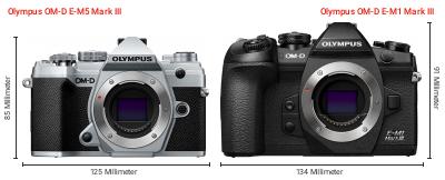 Größenvergleich: OM System OM-D E-M5 Mark III vs. OM System OM-D E-M1 Mark III Größenvergleich: OM System OM-D E-M5 Mark III vs. OM System OM-D E-M1 Mark III