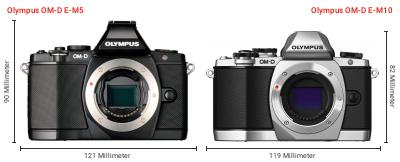 Größenvergleich: OM System OM-D E-M5 vs. OM System OM-D E-M10 Größenvergleich: OM System OM-D E-M5 vs. OM System OM-D E-M10