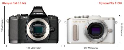 Größenvergleich: OM System OM-D E-M5 vs. OM System PEN E-PL8