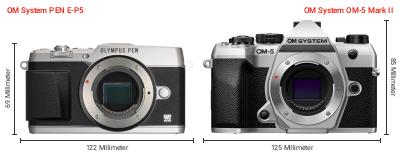 Größenvergleich: OM System PEN E-P5 vs. OM System OM-5 Mark II