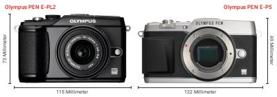 Größenvergleich: OM System PEN E-PL2 vs. OM System PEN E-P5