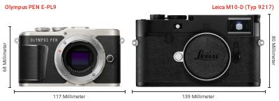 Größenvergleich: OM System PEN E-PL9 vs. Leica M10-D (Typ 9217) Größenvergleich: OM System PEN E-PL9 vs. Leica M10-D (Typ 9217)