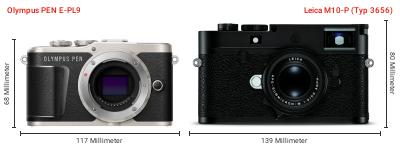 Größenvergleich: OM System PEN E-PL9 vs. Leica M10-P (Typ 3656) Größenvergleich: OM System PEN E-PL9 vs. Leica M10-P (Typ 3656)