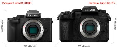 Größenvergleich: Panasonic Lumix DC-G100D vs. Panasonic Lumix DC-G97 Größenvergleich: Panasonic Lumix DC-G100D vs. Panasonic Lumix DC-G97