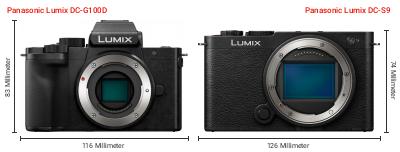 Größenvergleich: Panasonic Lumix DC-G100D vs. Panasonic Lumix DC-S9 Größenvergleich: Panasonic Lumix DC-G100D vs. Panasonic Lumix DC-S9