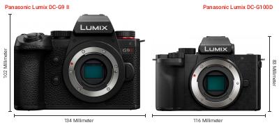 Größenvergleich: Panasonic Lumix DC-G9 II vs. Panasonic Lumix DC-G100D Größenvergleich: Panasonic Lumix DC-G9 II vs. Panasonic Lumix DC-G100D