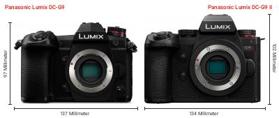 Größenvergleich: Panasonic Lumix DC-G9 vs. Panasonic Lumix DC-G9 II Größenvergleich: Panasonic Lumix DC-G9 vs. Panasonic Lumix DC-G9 II
