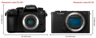 Größenvergleich: Panasonic Lumix DC-G91 vs. Panasonic Lumix DC-S9 Größenvergleich: Panasonic Lumix DC-G91 vs. Panasonic Lumix DC-S9