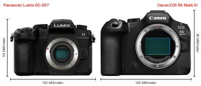 Größenvergleich: Panasonic Lumix DC-G97 vs. Canon EOS R6 Mark III