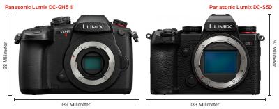 Größenvergleich: Panasonic Lumix DC-GH5 II vs. Panasonic Lumix DC-S5D Größenvergleich: Panasonic Lumix DC-GH5 II vs. Panasonic Lumix DC-S5D