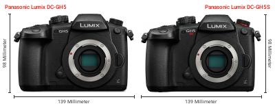Größenvergleich: Panasonic Lumix DC-GH5 vs. Panasonic Lumix DC-GH5S Größenvergleich: Panasonic Lumix DC-GH5 vs. Panasonic Lumix DC-GH5S